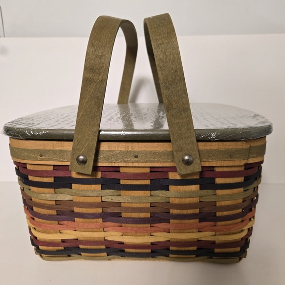 Longaberger Other - Longaberger 2008 Multicolored Pie Cake Basket w/ Lid Liner Riser 12x 12 NEW